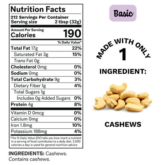 Load image into Gallery viewer, Spread The Love Basic Cashew Butter Nutrition