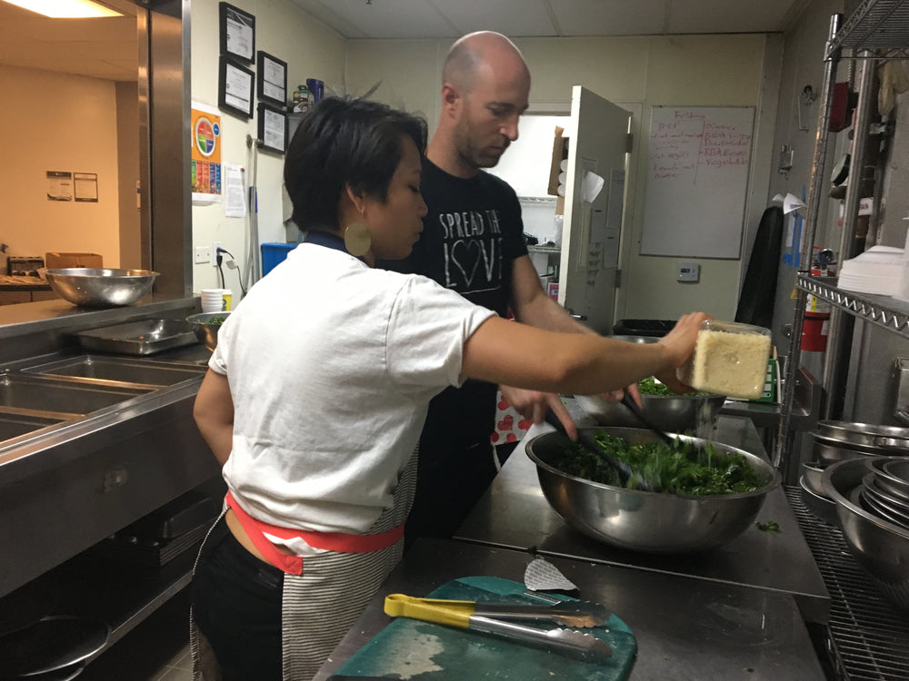 Zach and Val helping in the kitchen with P.A.T.H