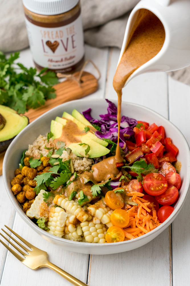 Rainbow Bowls with Almond Butter Dressing