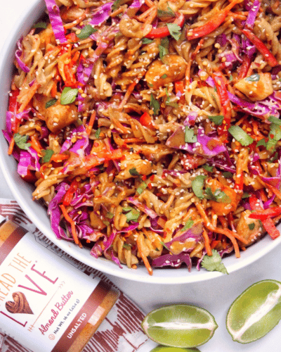 Bowl of Pad Thai with Sweet Almond Butter Sauce 
