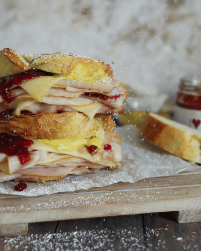 Two Monte Cristo Sandwich stacked on top of each other