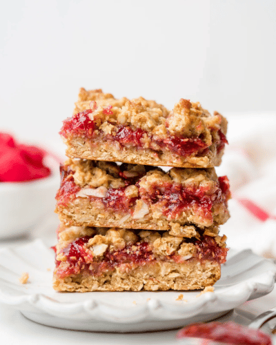 Plate of Raspberry Jam Crumble Bars