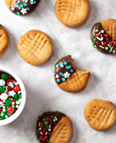 Air Fryer Peanut Butter Cookies on counter
