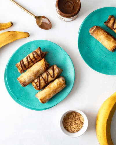 Chocolate Hazelnut Turon on a plate