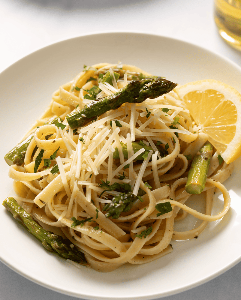 Cashew Butter Asparagus Pasta with Lemon