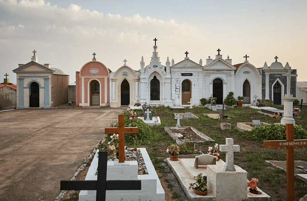 Picture of cemetery with crosses