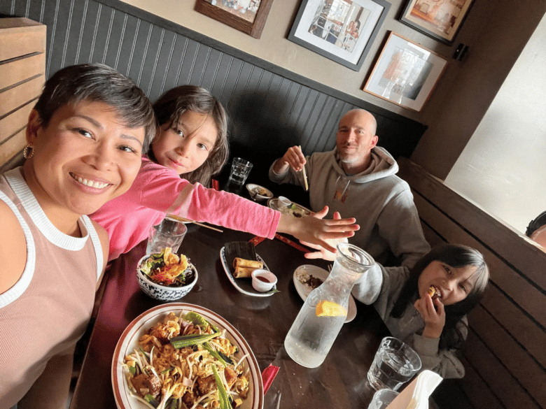 Photo of the Fishbain Family at lunch.