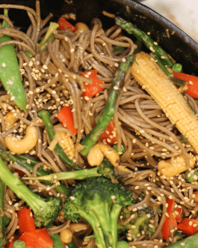 Bowl of Peanut Butter Stir Fry Noodles
