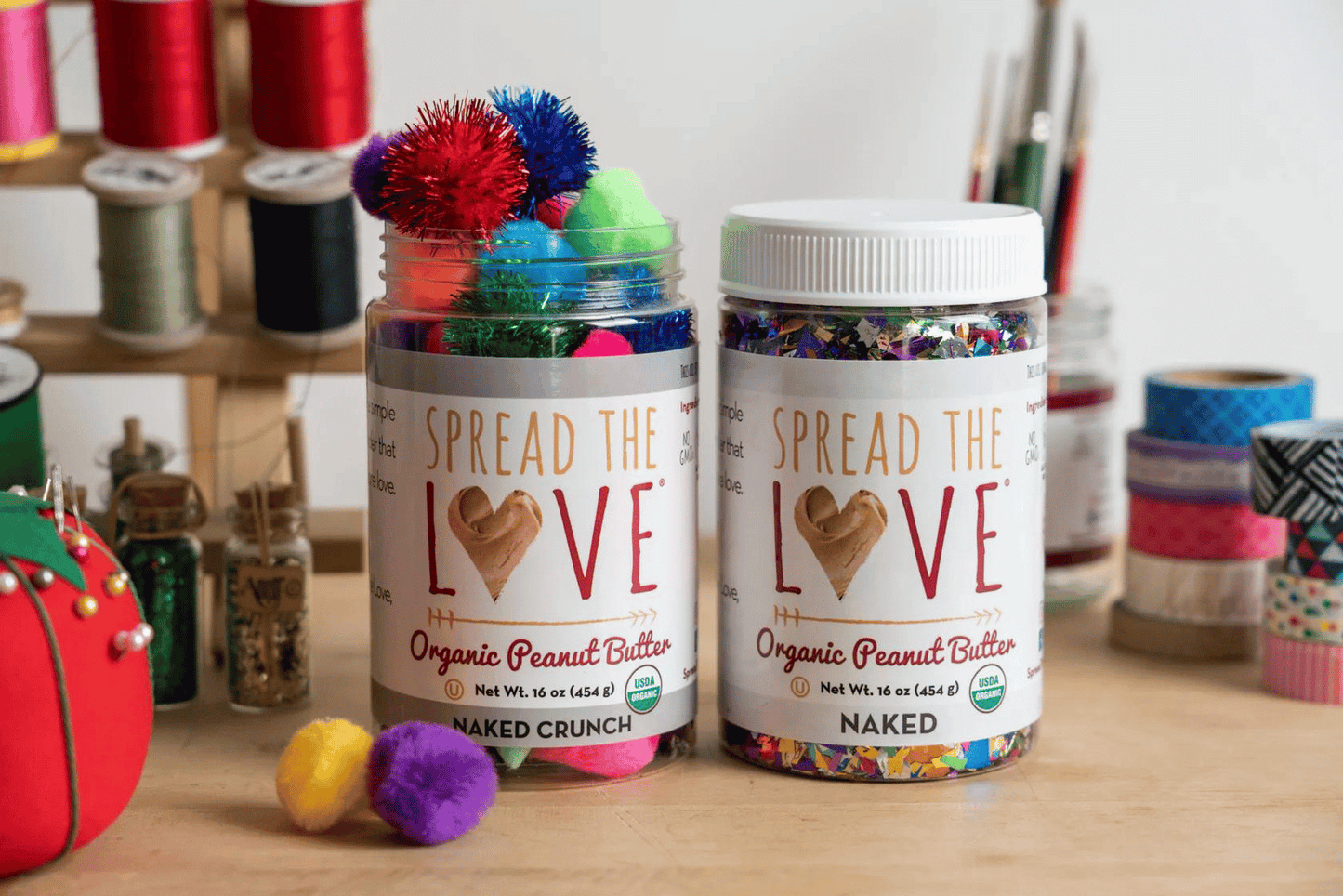 Spread The Love Jars used for craft storage