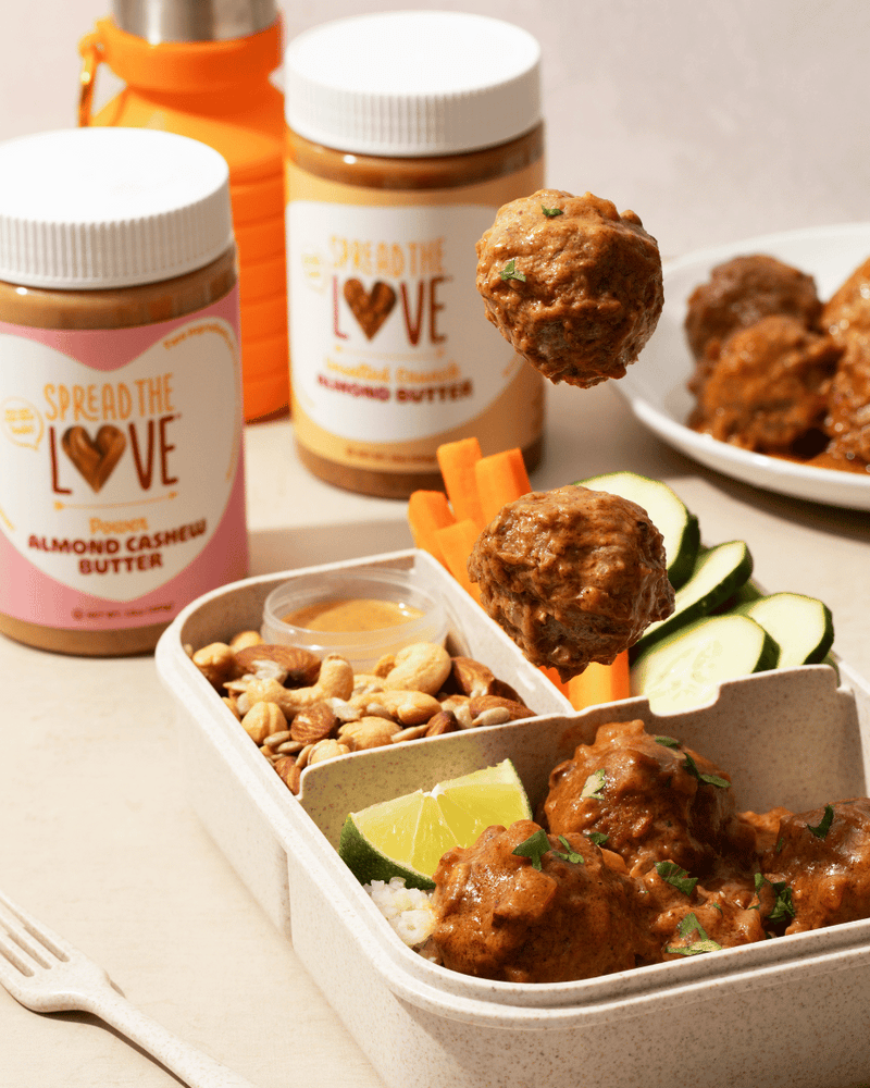 Thai Turkey Meatballs with Almond Cashew Dipping Sauce