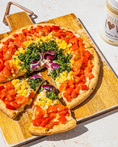 Slices of Rainbow Pizza with Cashew Butter