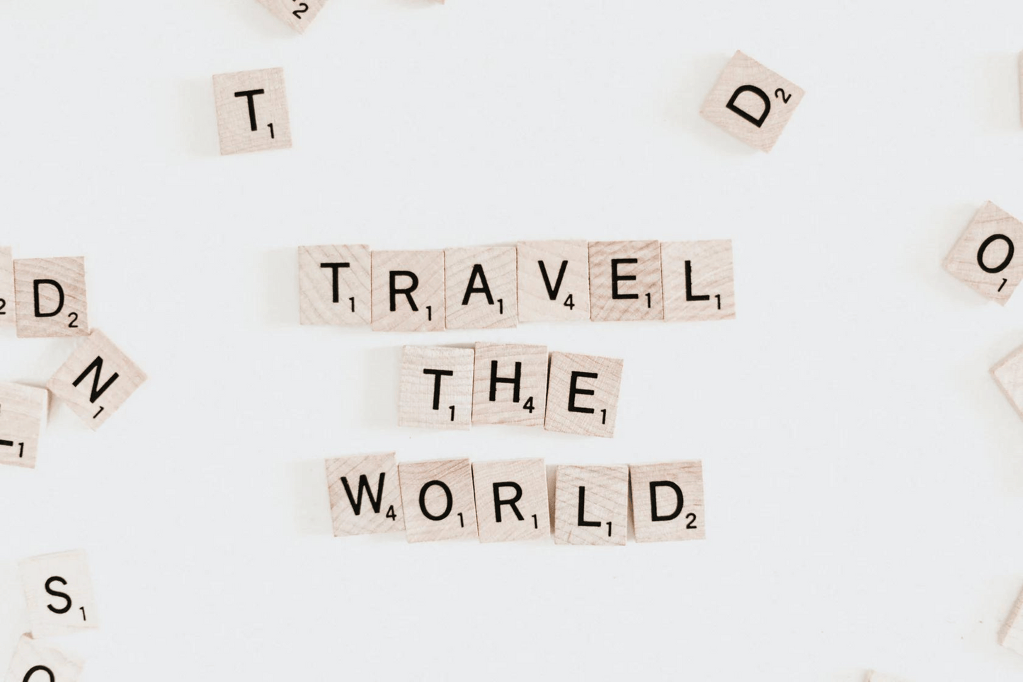 Scramble letters spelling out "Travel The World