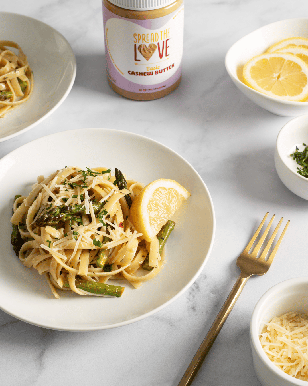 Cashew Butter Asparagus Pasta with Lemon