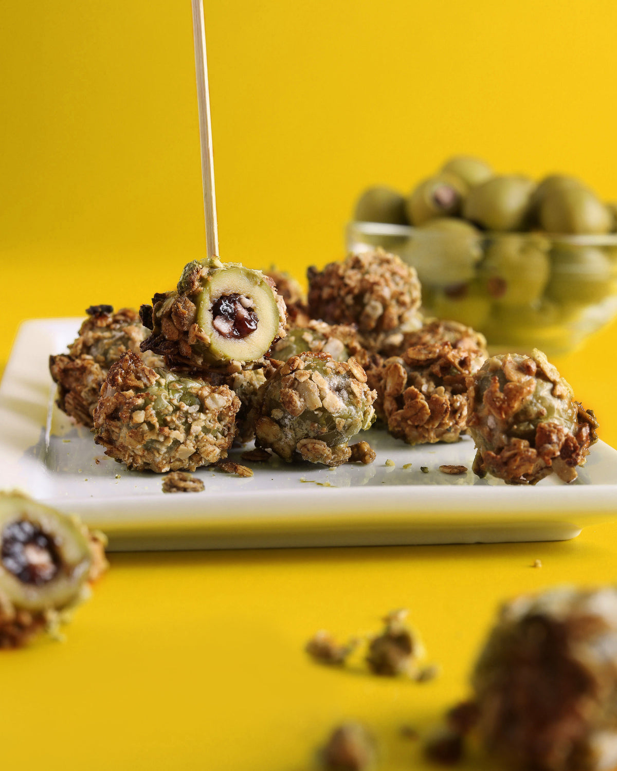 Plate of Air Fryer Feta Stuffed Olives