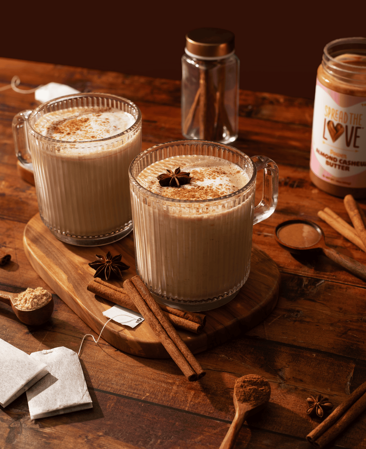 Cups with Almond Cashew Chai Latte 