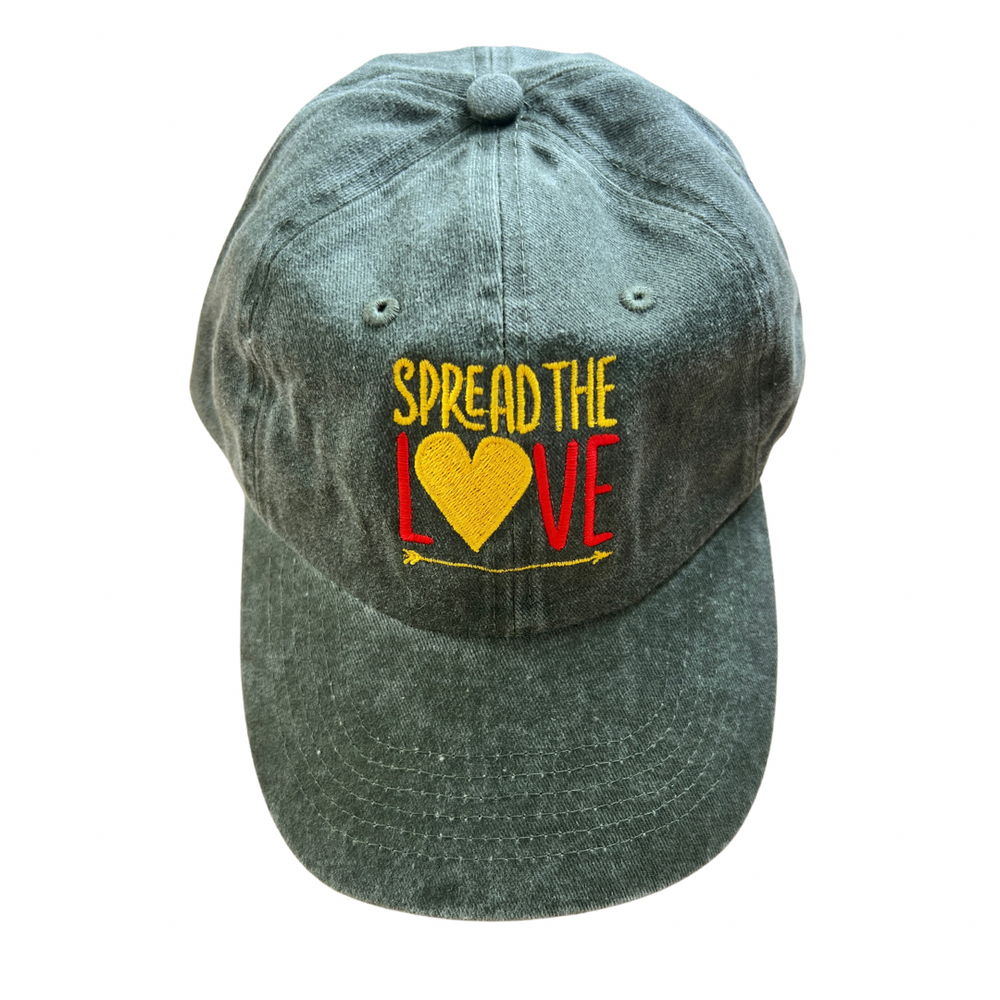 
                  
                    Load image into Gallery viewer, Top of Spread The Love Olive Dad Hat with Logo on the front
                  
                