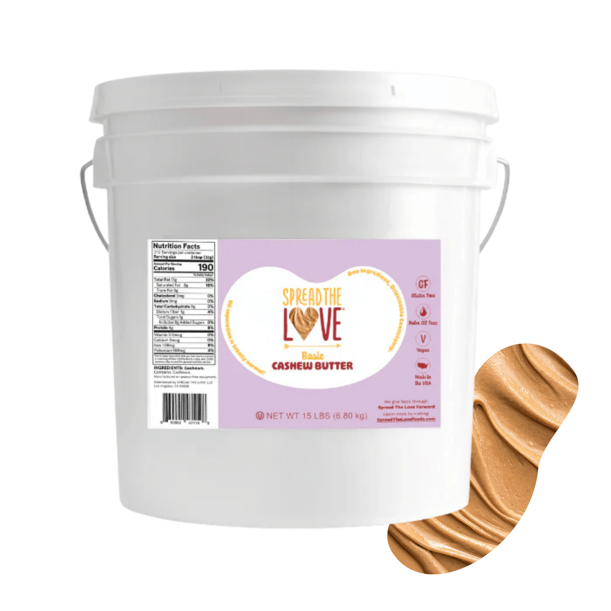 BASIC Cashew Butter 15 Pound Pail-Nut butters-Spread The Love Foods-Spread The Love Foods