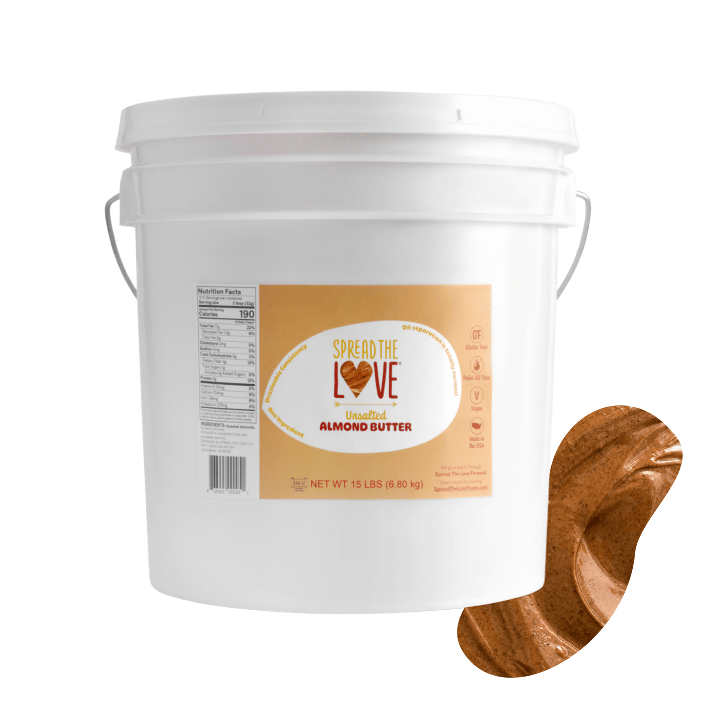 UNSALTED Almond Butter 15-Pound Pail-Nut butters-Spread The Love-Spread The Love Foods