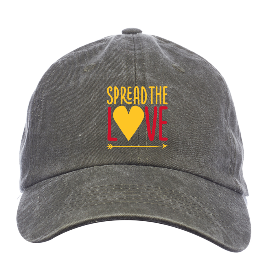 
                  
                    Load image into Gallery viewer, Spread The Love Olive Dad Hat with Logo on the front
                  
                