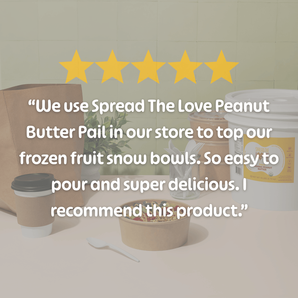 
                  
                    Load image into Gallery viewer, Five-star rating with text about Spread The Love Peanut Butter Pail used in a store setting.
                  
                