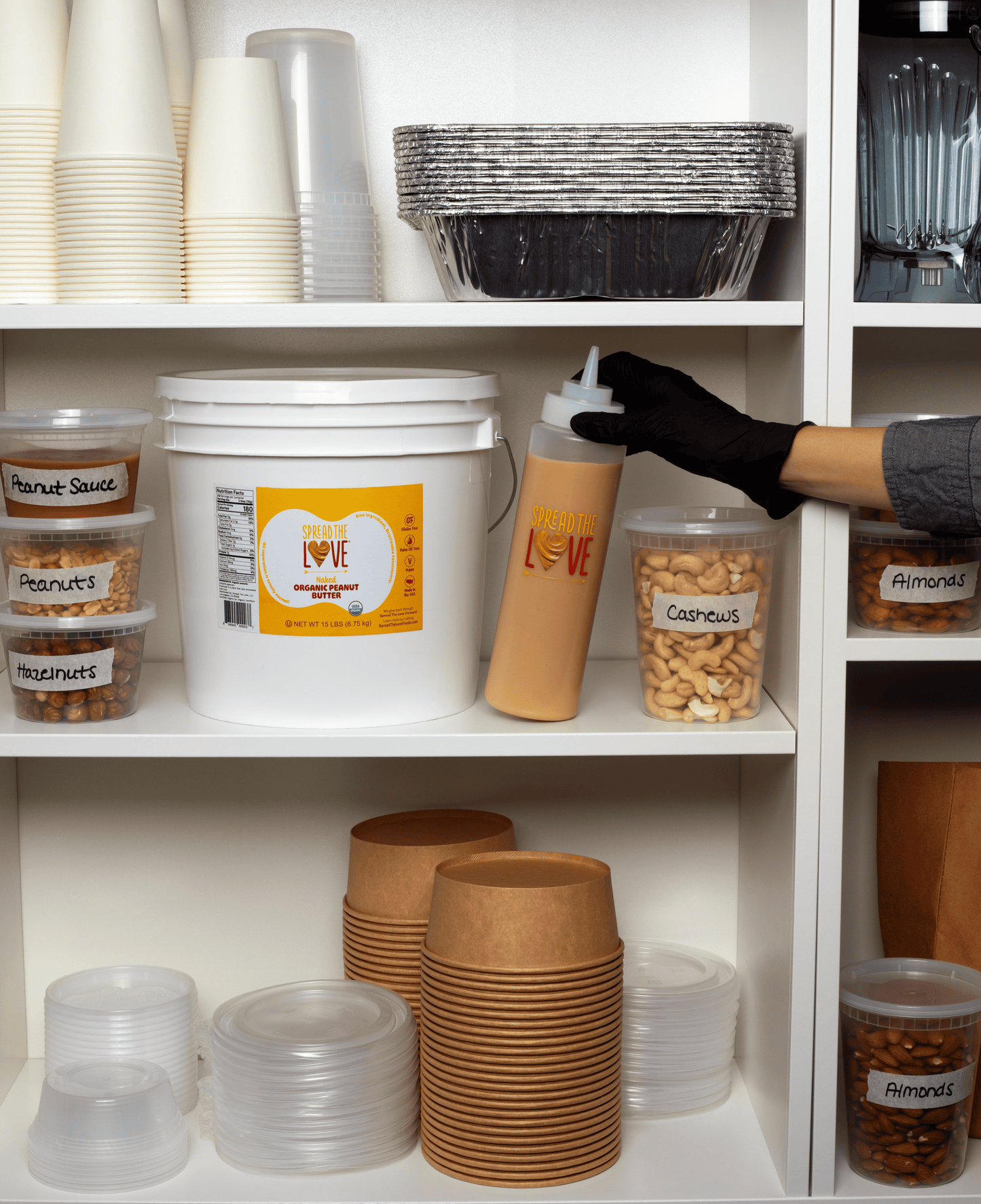 Spread The Love PB Pail in Storage with squeeze bottle