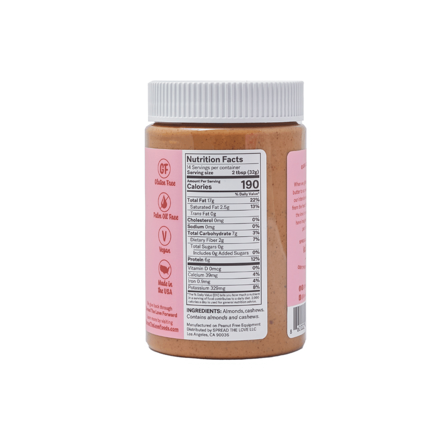 Spread The Love Power Almond Cashew Nutrition Facts
