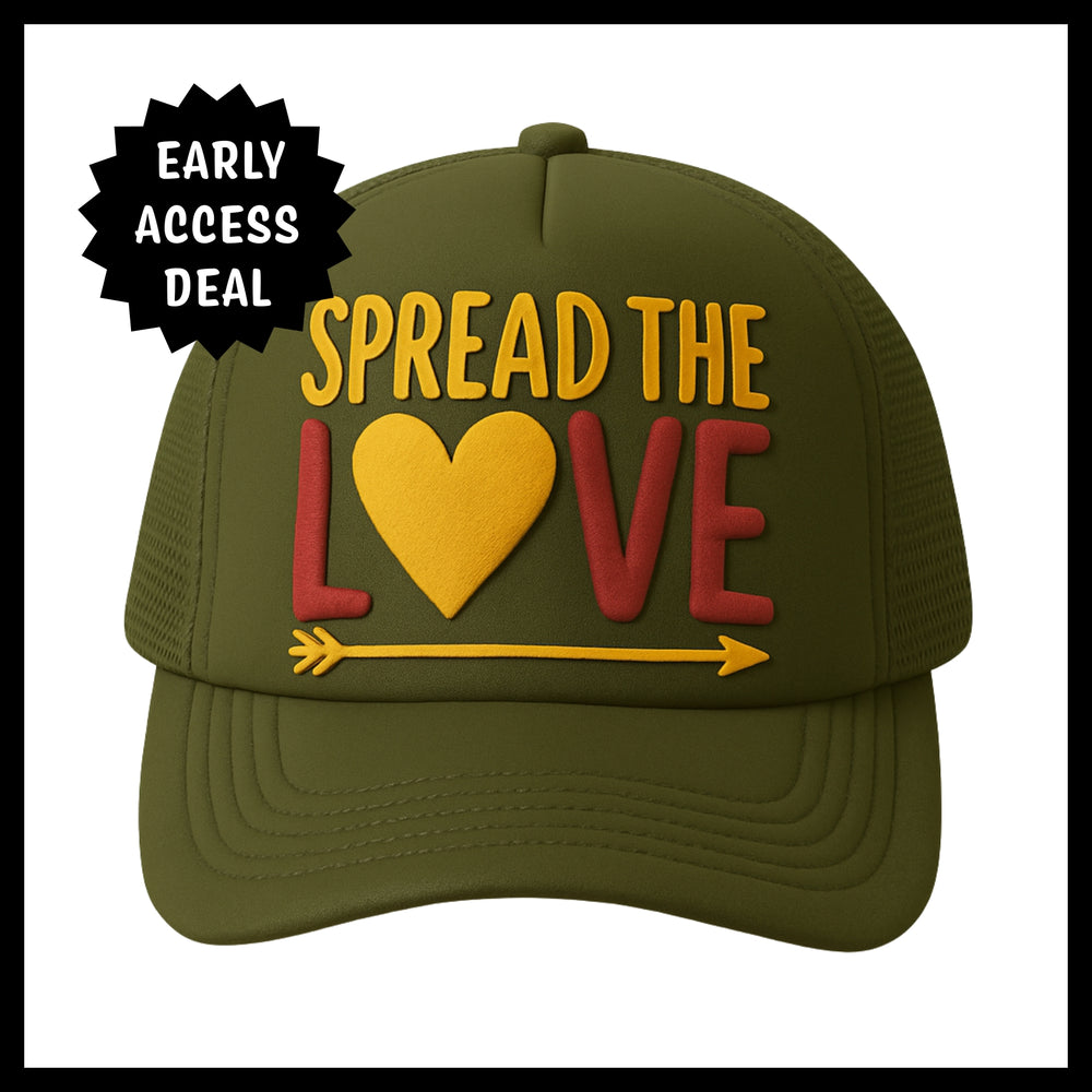 
                  
                    Load image into Gallery viewer, Spread The Love® Puff Print Trucker Hat-Hat-Spread The Love Foods-White-Spread The Love Foods
                  
                