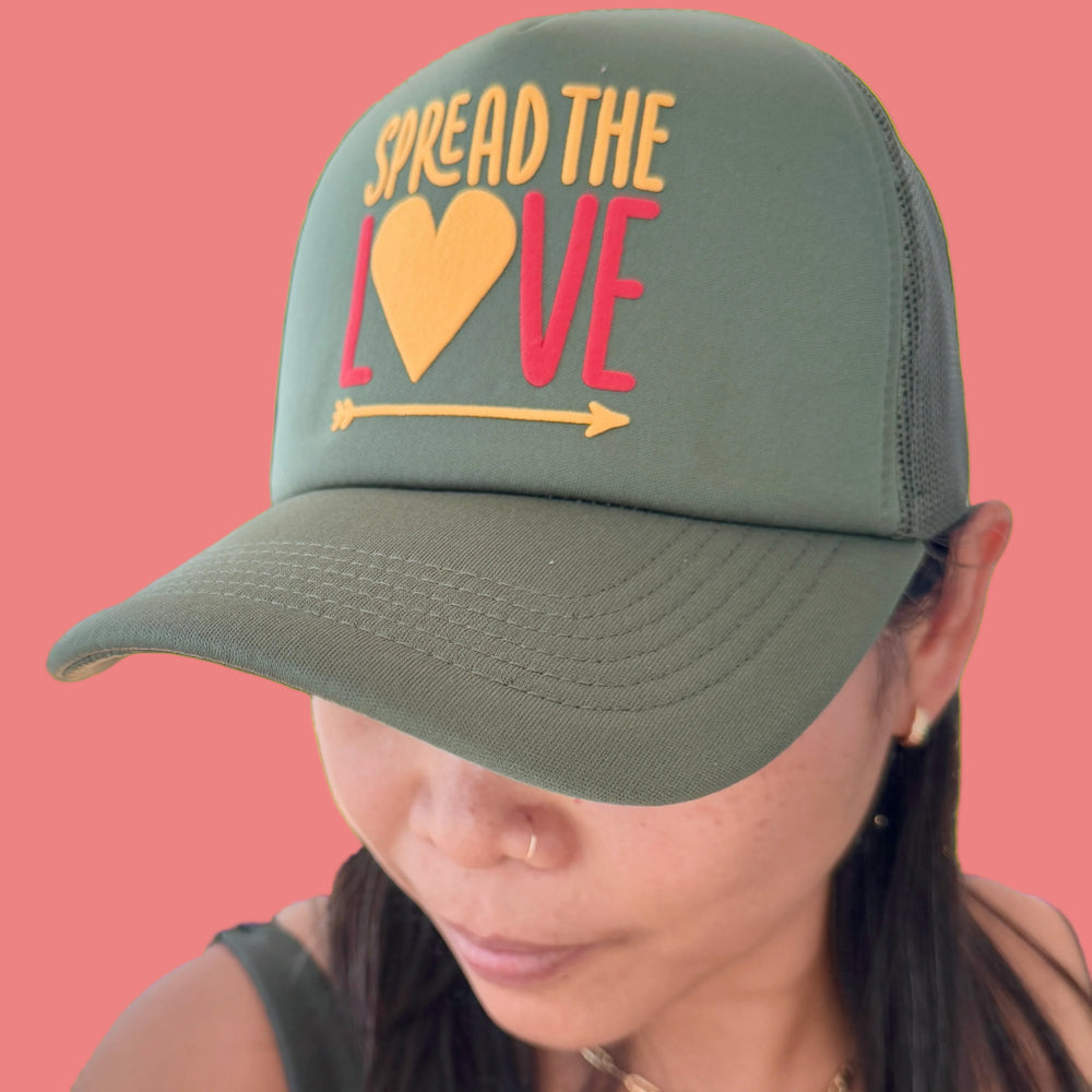 
                  
                    Load image into Gallery viewer, Spread The Love® Puff Print Trucker Hat-Hat-Spread The Love Foods-White
                  
                