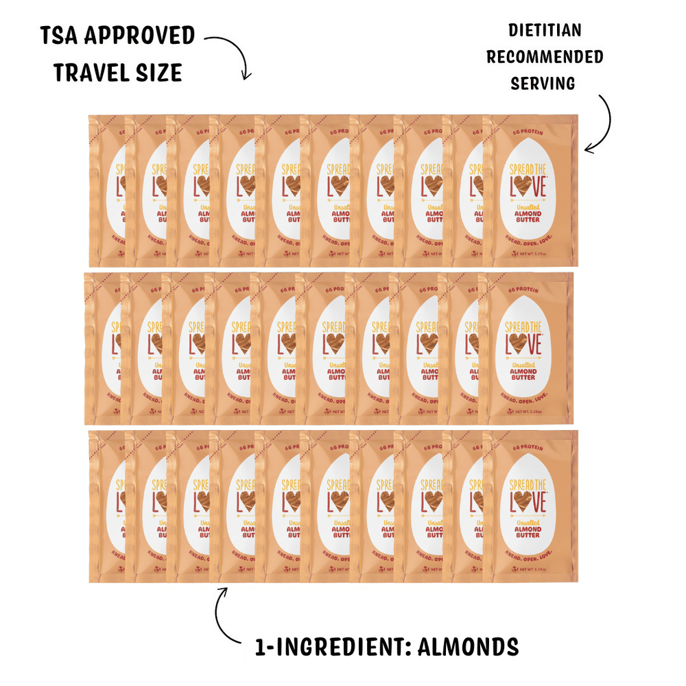 UNSALTED Almond Butter Single-Serve Packets (30-Pack) - Wholesale-Nut butters-Spread The Love Foods-Spread The Love Foods