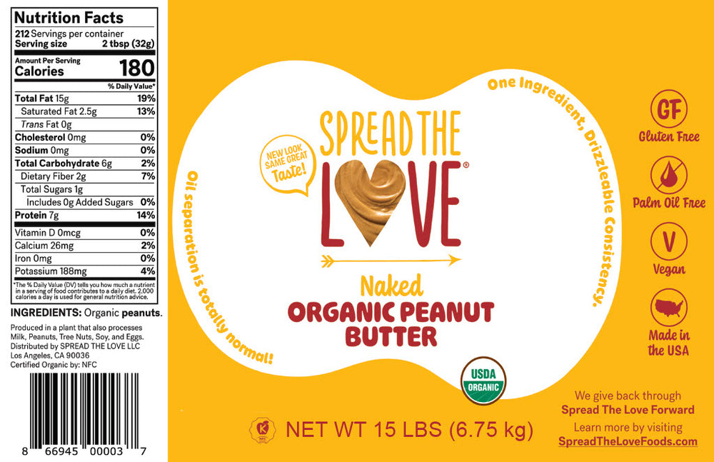 NAKED Organic Peanut Butter Pail Label & Nutrition Facts